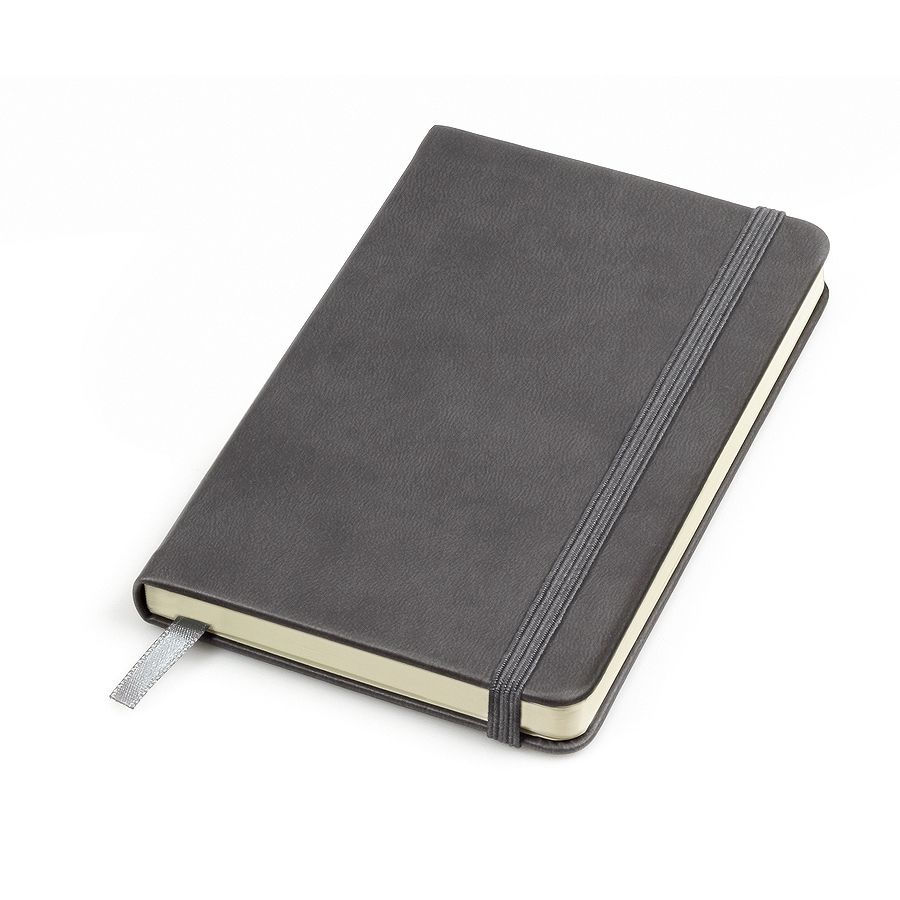 Бизнес-блокнот "Casual", 115 × 160 мм,  серый,  твердая обложка, резинка 7 мм, блок-клетка