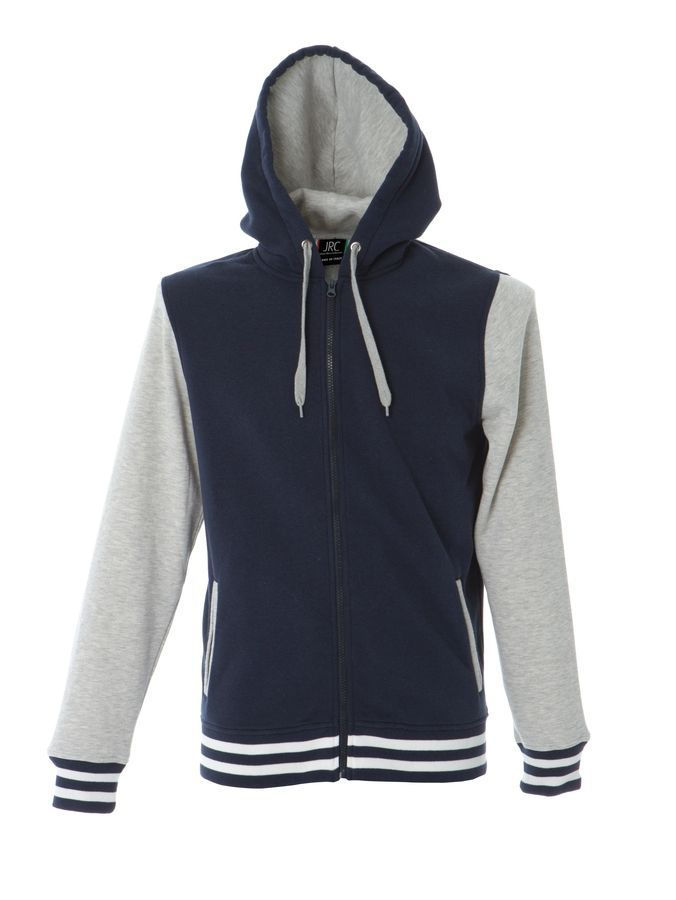 LOS ANGELES Толстовка, с капюшоном, на молнии, колледж стиль,  темно-синий / серый меланж, размер 3X