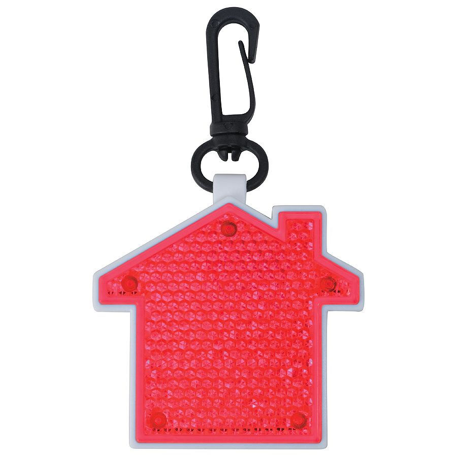 Светоотражатель с фонариком на карабине "Дом", красный, 5,2х5,5х1,1см, пластик