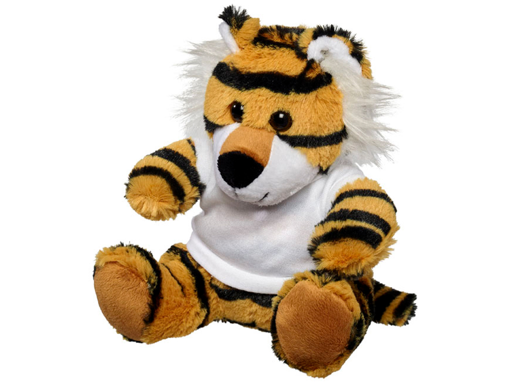 Плюшевый тигр с футболкой, коричневый/черный/белый