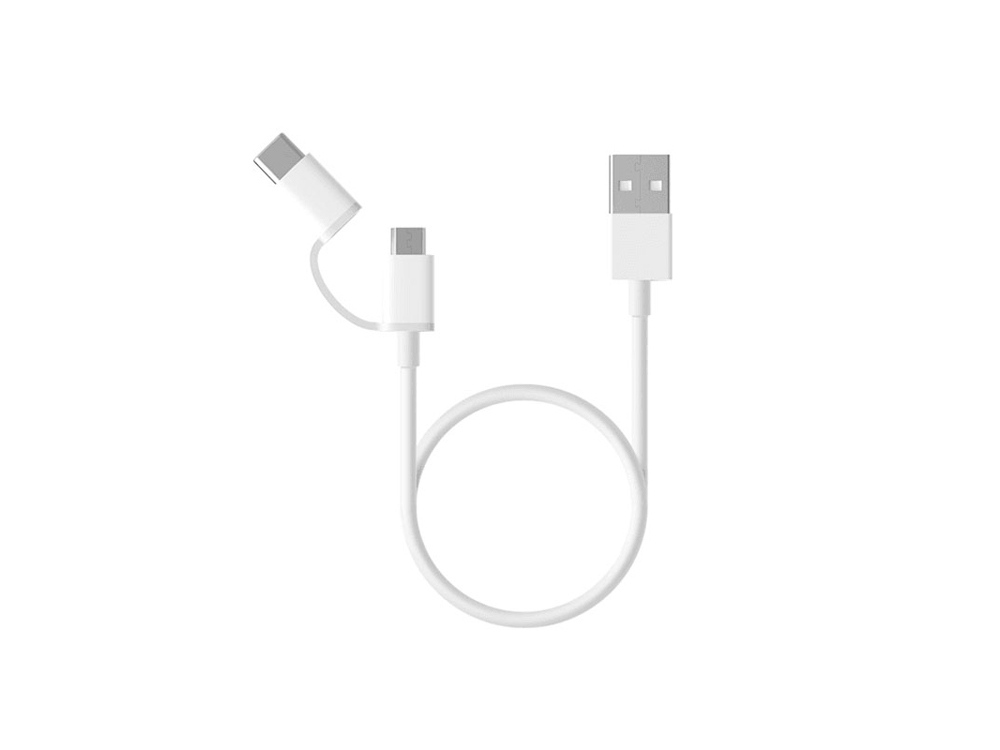 Кабель «Mi 2-in-1 USB Cable Micro-USB to Type C», 30 см, белый