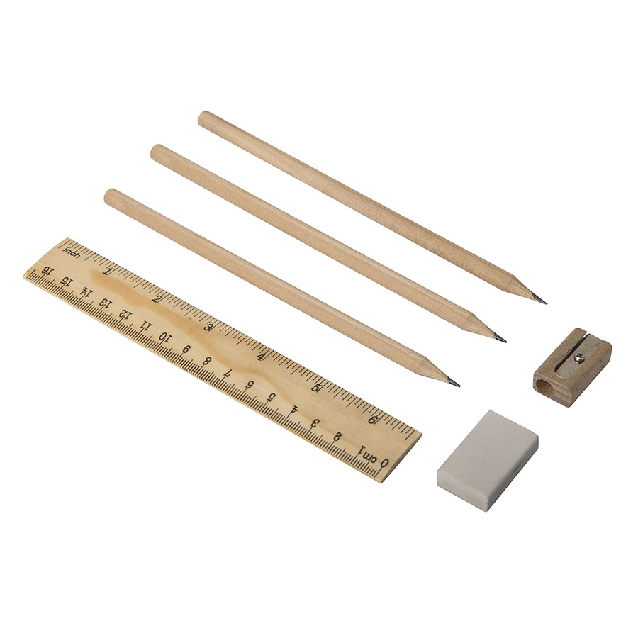 Набор "Line":карандаш простой (3шт.),линейка,точилка и ластик,4,5х17,7х1,3см, дерево,картон,резина