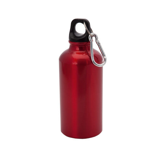 Бутылка для воды "Mento", алюминиевая, с карабином, 400 мл., красный