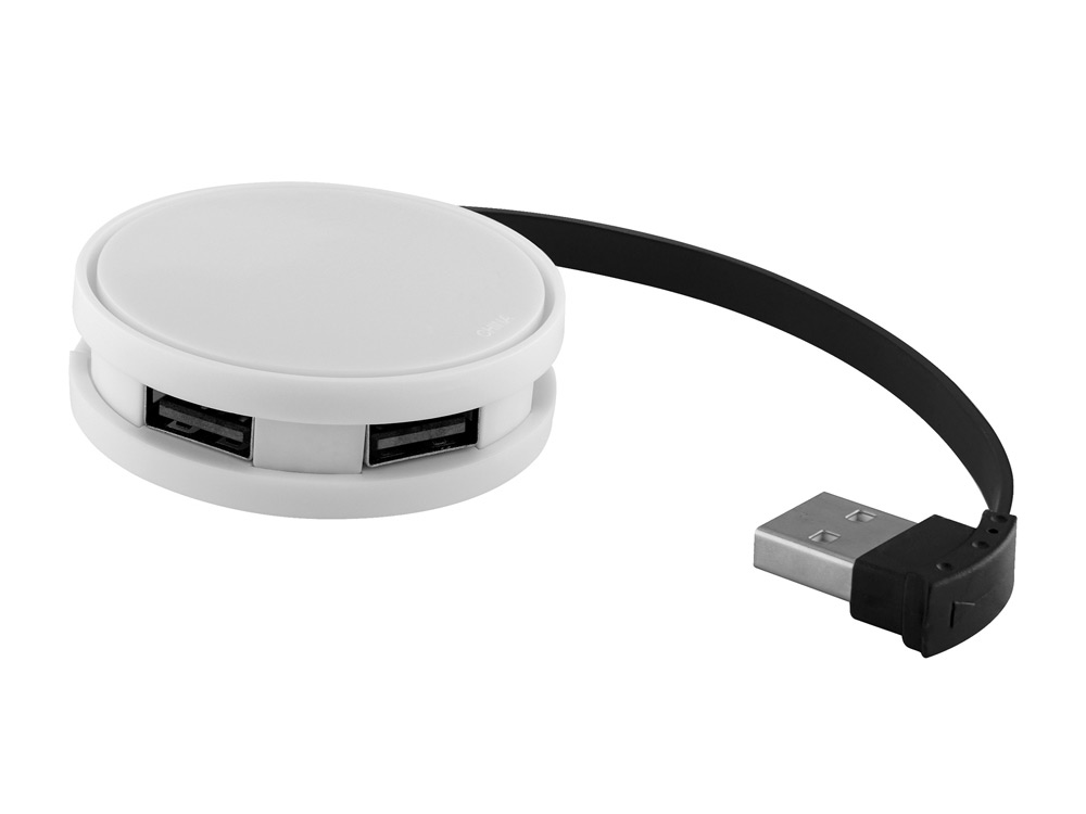 USB Hub "Round", на 4 порта, белый/черный