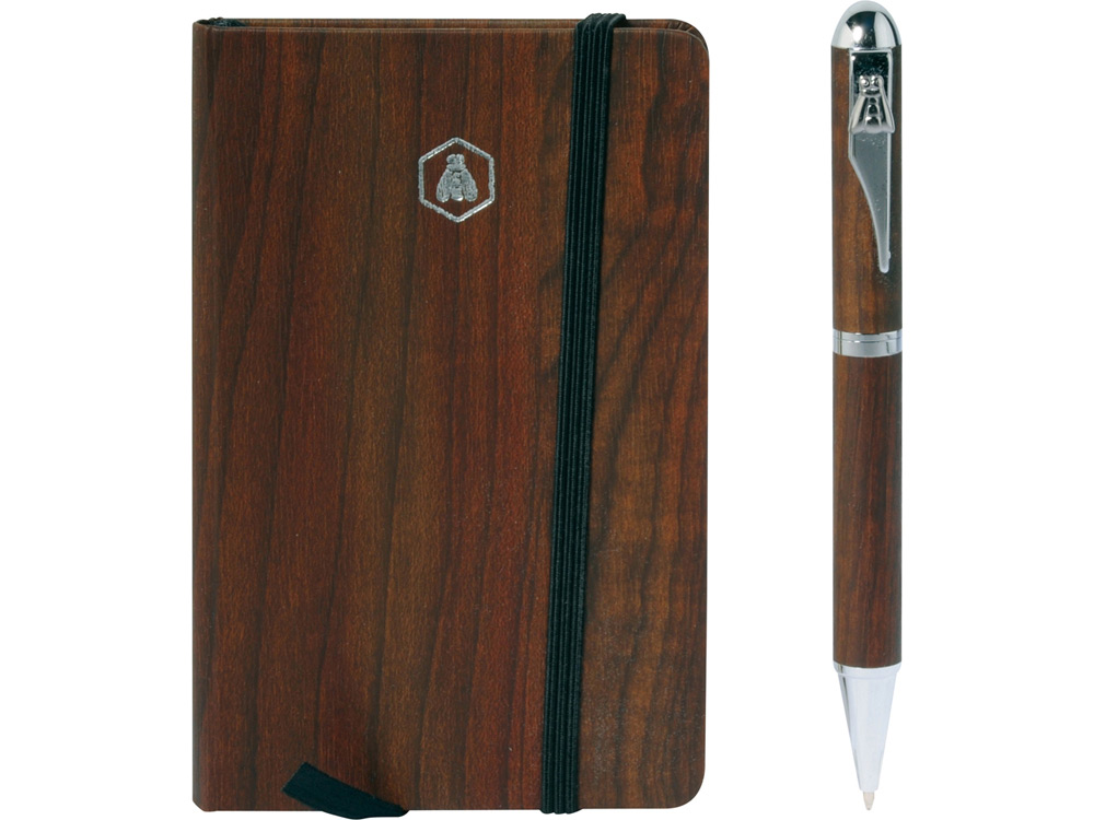 Набор подарочный "Larbey": записная книжка, ручка шариковая, коричневый/серебристый