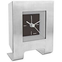 Часы настольные с будильником &quot;Дизайн&quot;; черный; 8,5х4,5х11 см; металл, пластик; лазерная гравировка