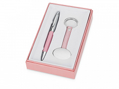 Набор «Авалон»: ручка шариковая, брелок, розовый