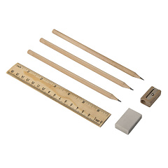 Набор &quot;Line&quot;:карандаш простой (3шт.),линейка,точилка и ластик,4,5х17,7х1,3см, дерево,картон,резина
