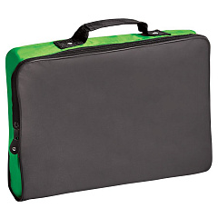 Конференц-сумка &quot;Folder&quot;; черный с зеленым; 39,5х30х5 см; полиэстер; шелкография