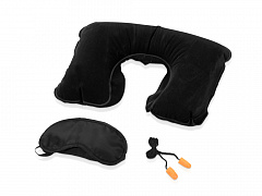 Набор для путешествий с комфортом в чехле: повязка на глаза для спокойного сна в дороге, подушка под голову, беруши