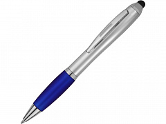 Ручка-стилус шариковая &quot;Nash&quot;, серебристый/синий