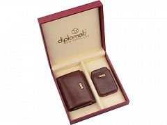 Набор Diplomat: дамское портмоне, визитница, коричневый