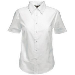 Рубашка &quot;Lady-Fit Short Sleeve Oxford Shirt&quot;, белый_L, 70% х/б, 30% п/э, 130 г/м2