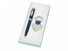 Подарочный набор &quot;Сердце&quot;: ручка шариковая, брелок, синий